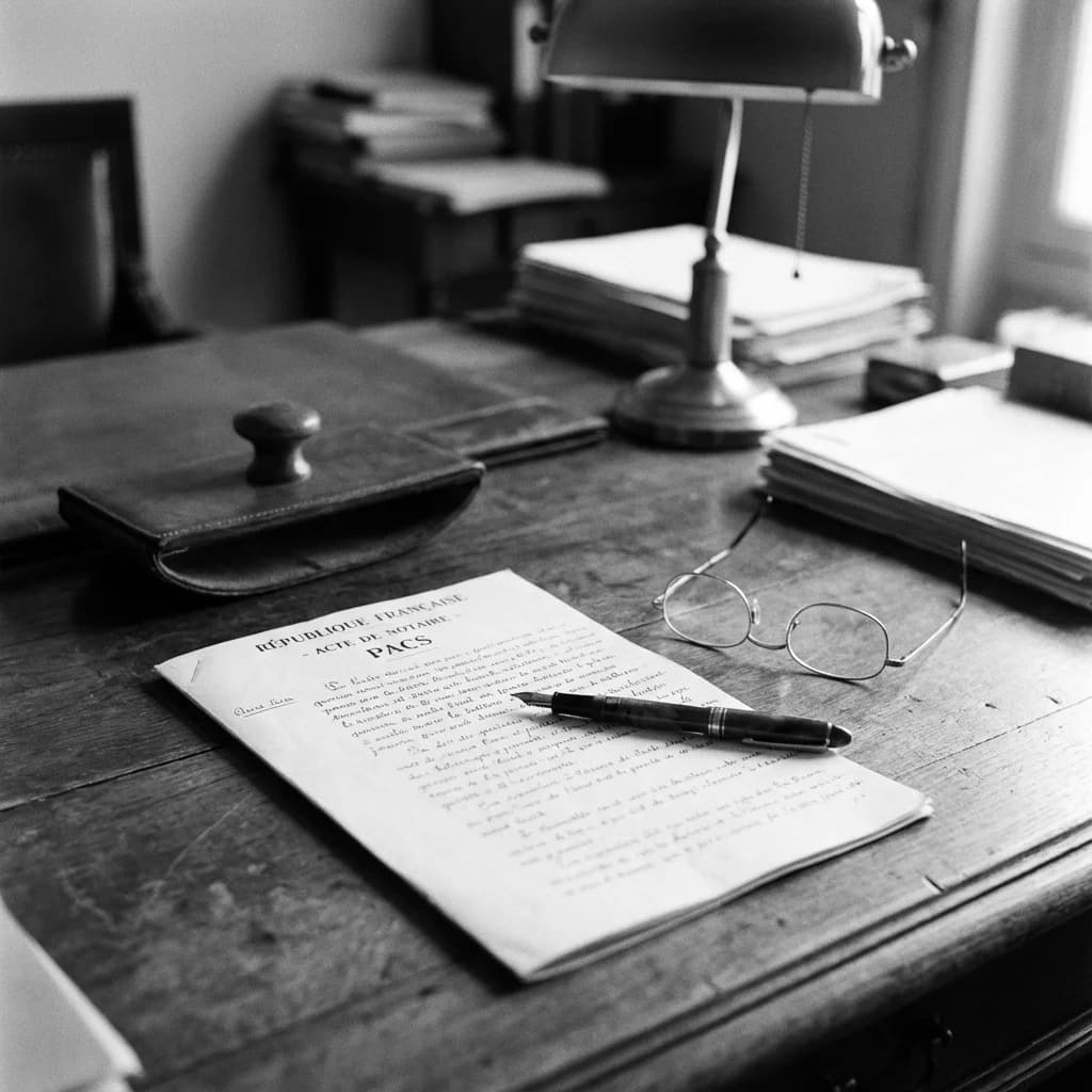Acte notarié PACS sur un bureau à Biarritz