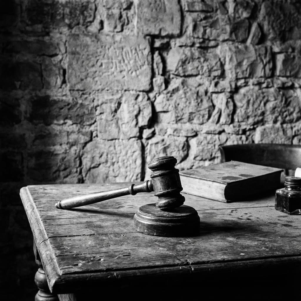 Marteau de juge et dossier juridique au tribunal de Bayonne - Ambiance authentique basque